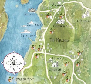 A map of the Monhegan garden plots. (credit: Alexis Iammarino)